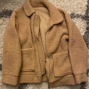 Casual fleece fuzzy faux shearling oversized teddy coat